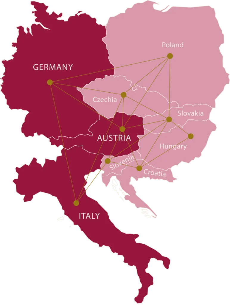 Europakarte zeigt die Standorte, die Adesso Rail befahren kann