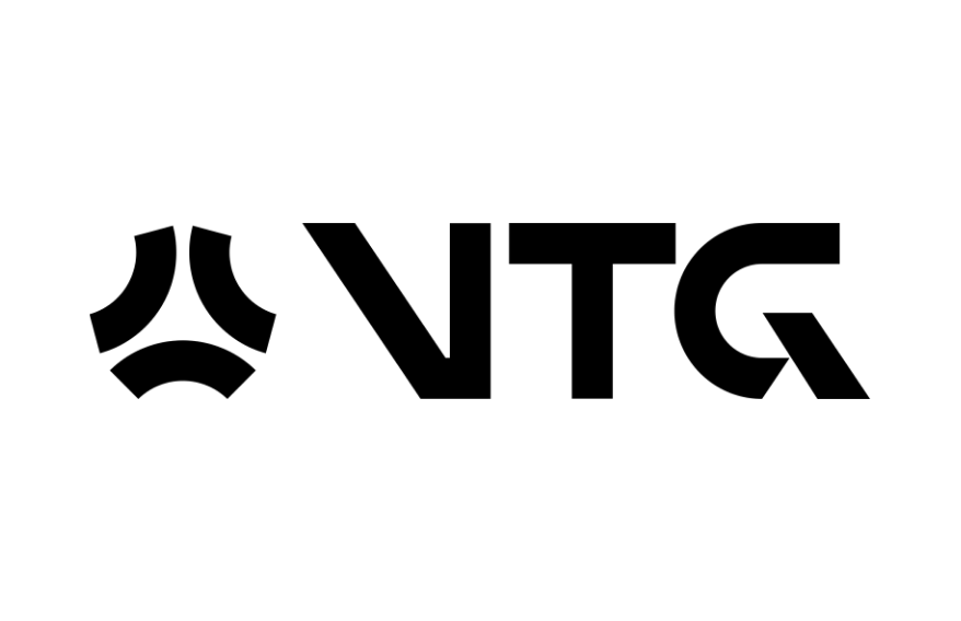 Logo von „VTG" in schwarzen Großbuchstaben mit einem stilisierten Radkreuz-Symbol links. Transparenter Hintergrund.