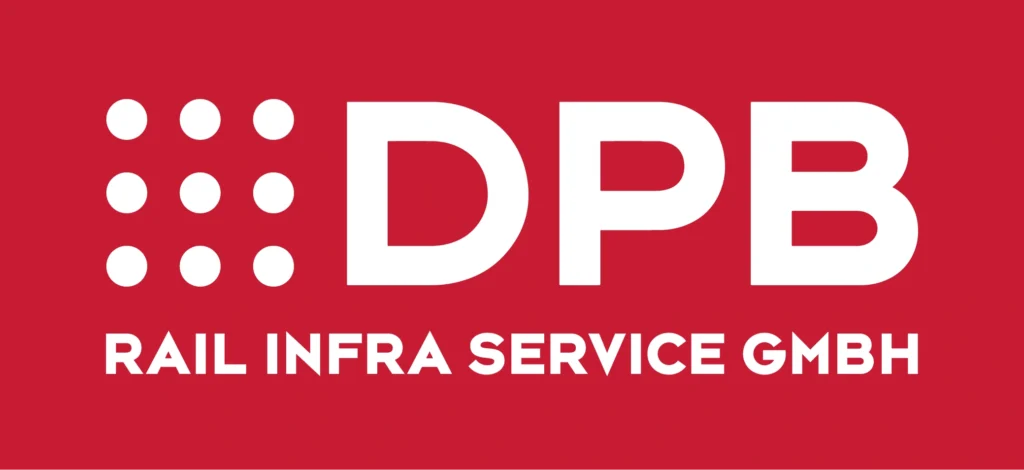 Rot - weißes Logo von DPB Rail Infra Service GmbH