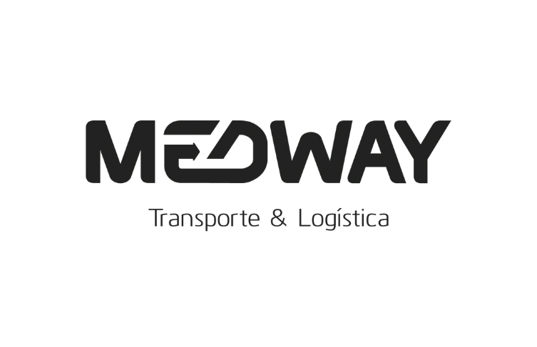 Schwarzes Logo von Medway Transporte und Logistica